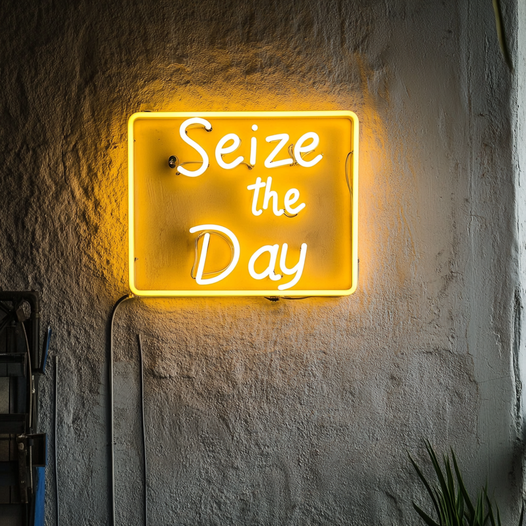 Seize the Day - Yellow Neon Sign, 18 Inches