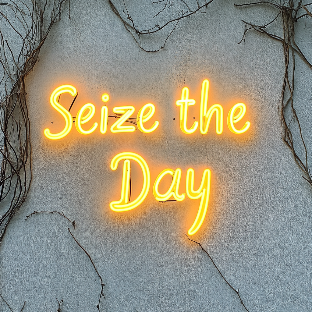 Seize the Day - Yellow Neon Sign, 24 Inches
