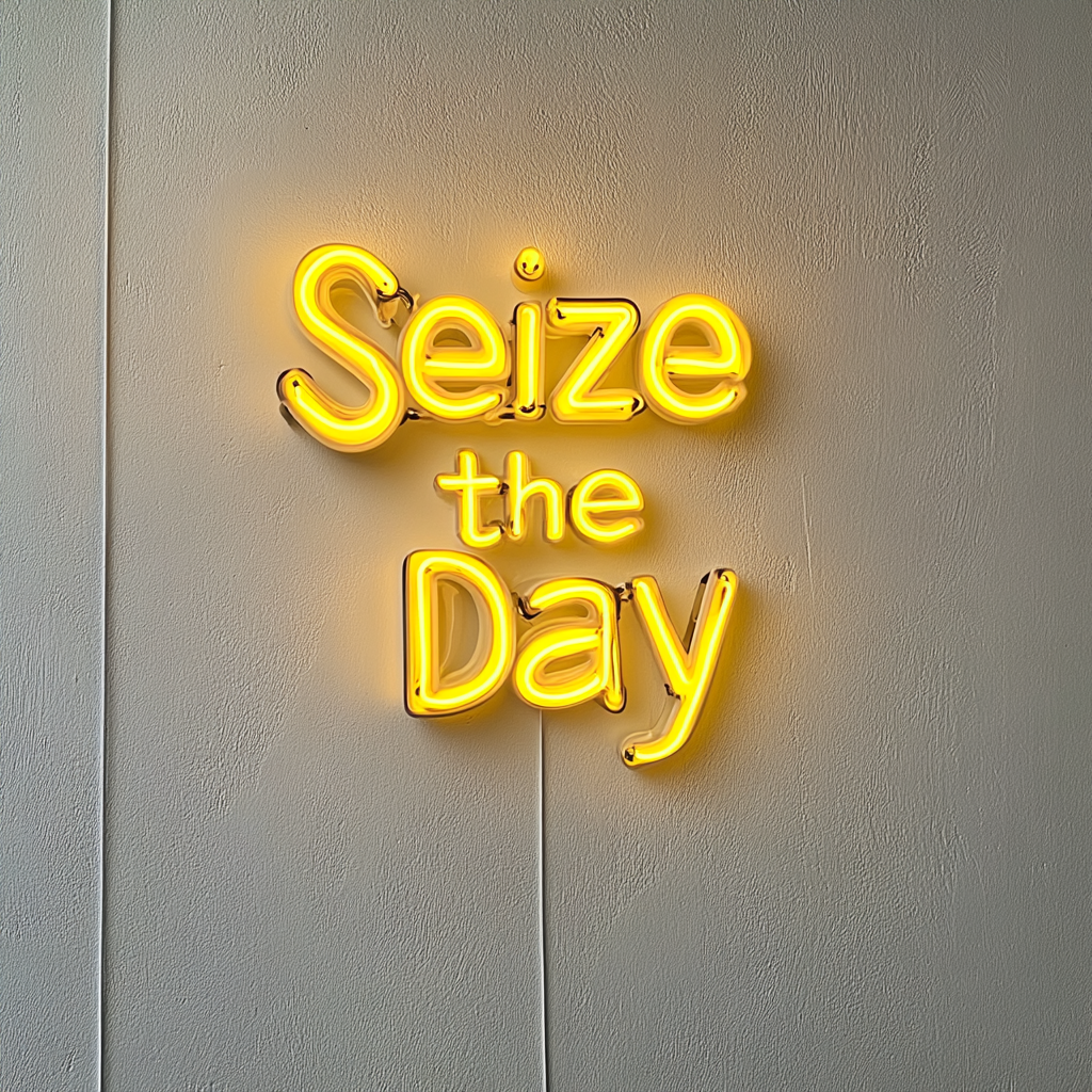 Seize the Day - Yellow Neon Sign, 18 Inches