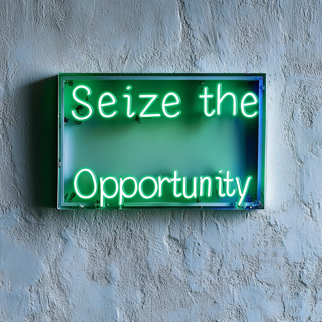 "Seize the Opportunity" - Green Neon Sign, 24 Inches