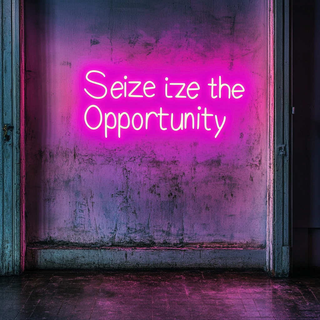 "Seize the Opportunity" - Pink Neon Sign, 24 Inches
