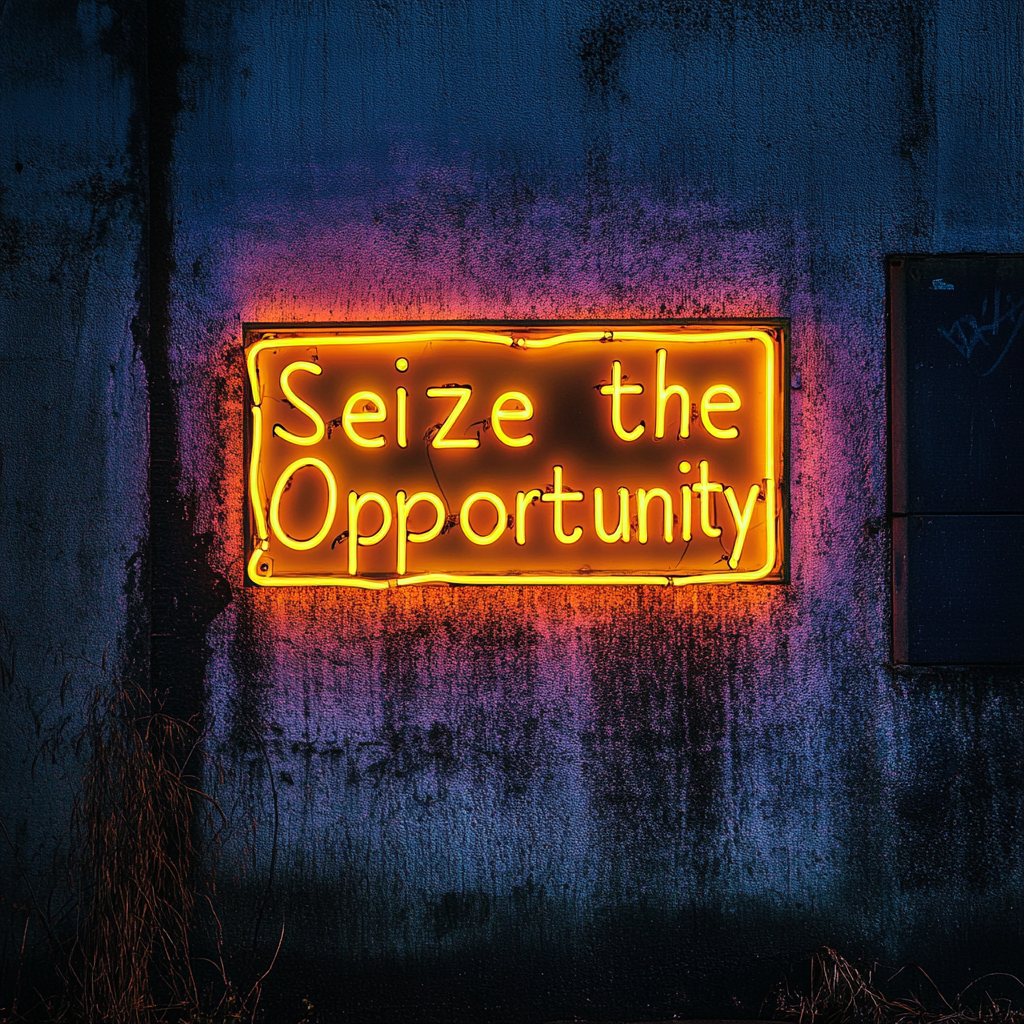 "Seize the Opportunity" - Yellow Neon Sign, 24 Inches
