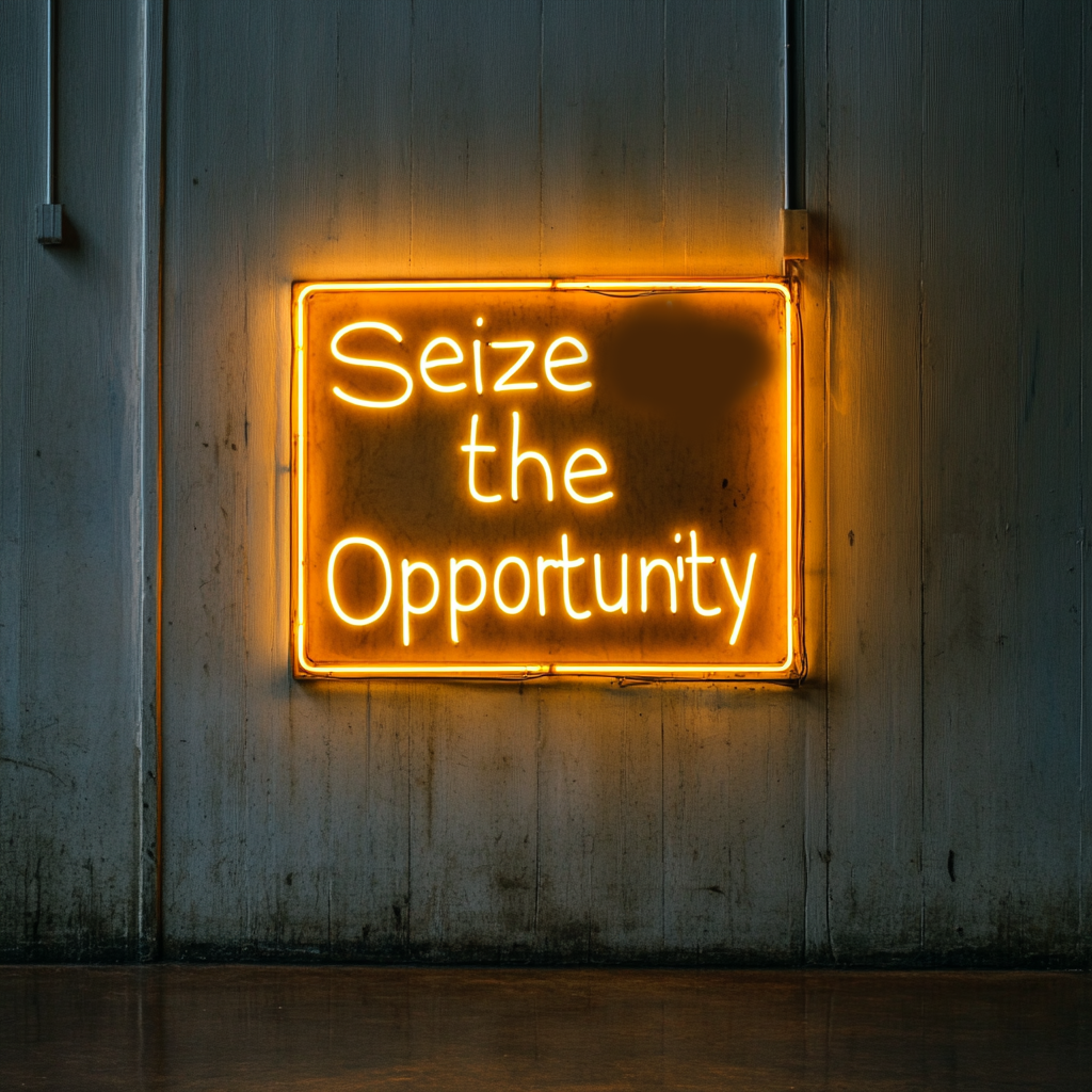 "Seize the Opportunity" - Yellow Neon Sign, 24 Inches