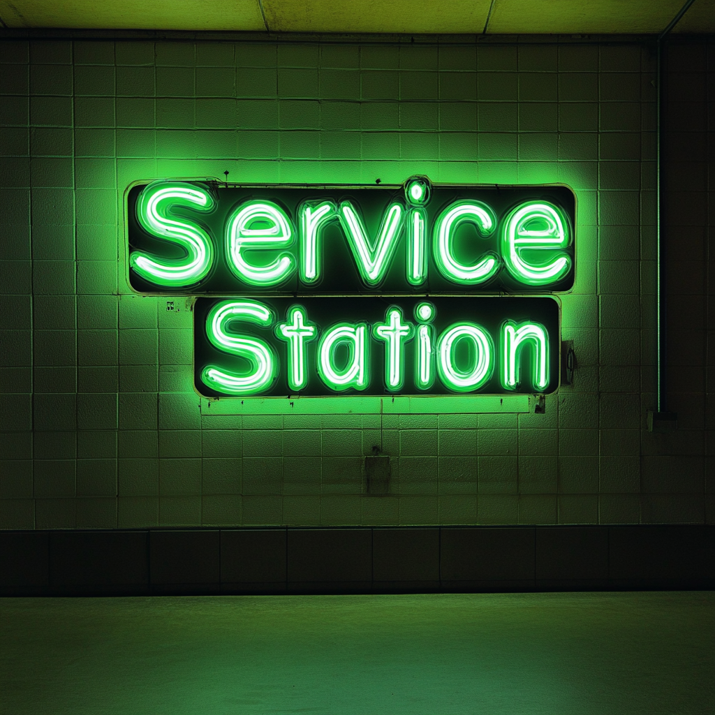 Service Station - Green Neon Sign, 18 Inches