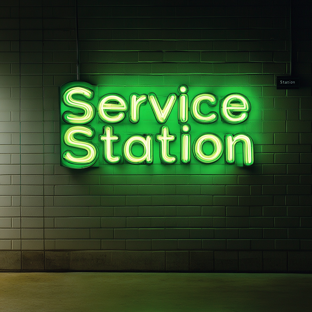 Service Station - Green Neon Sign, 24 Inches