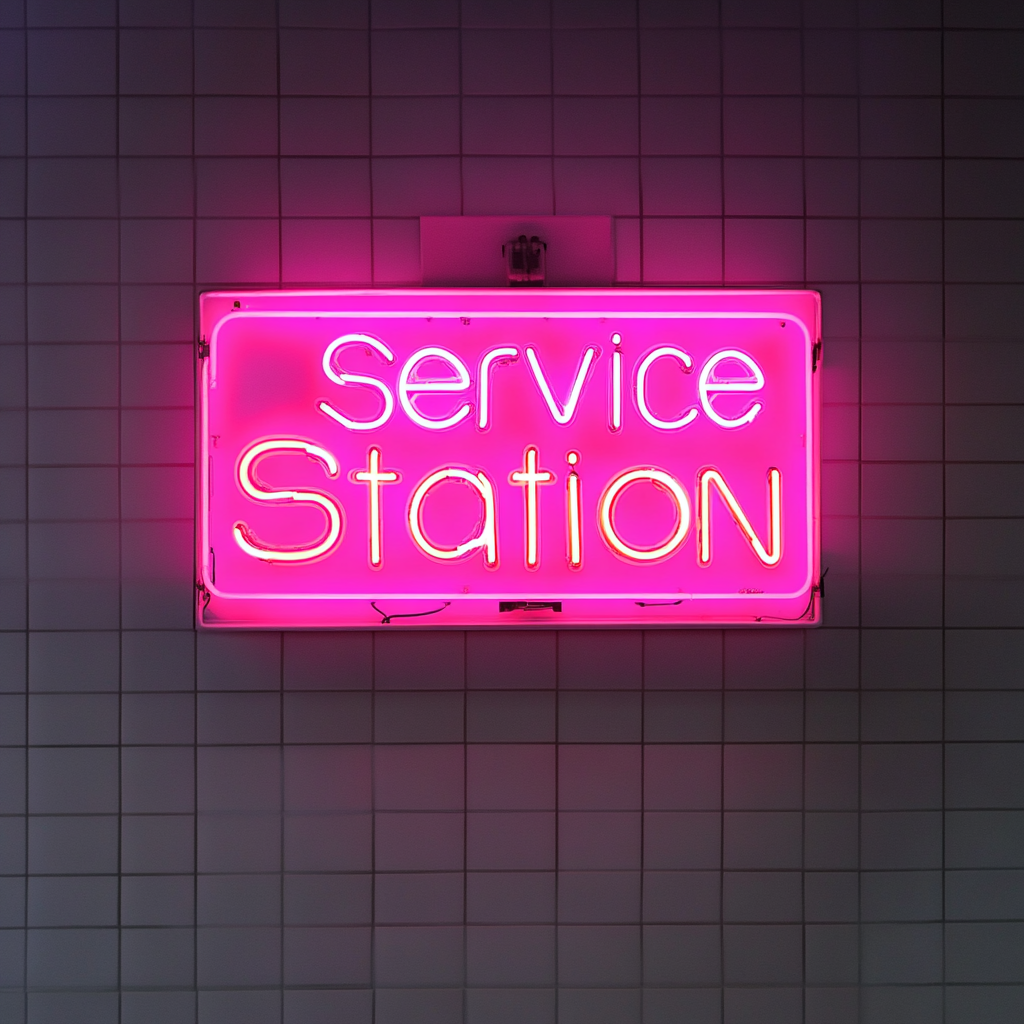 Service Station - Pink Neon Sign, 18 Inches