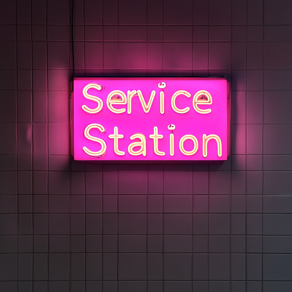 Service Station - Pink Neon Sign, 18 Inches