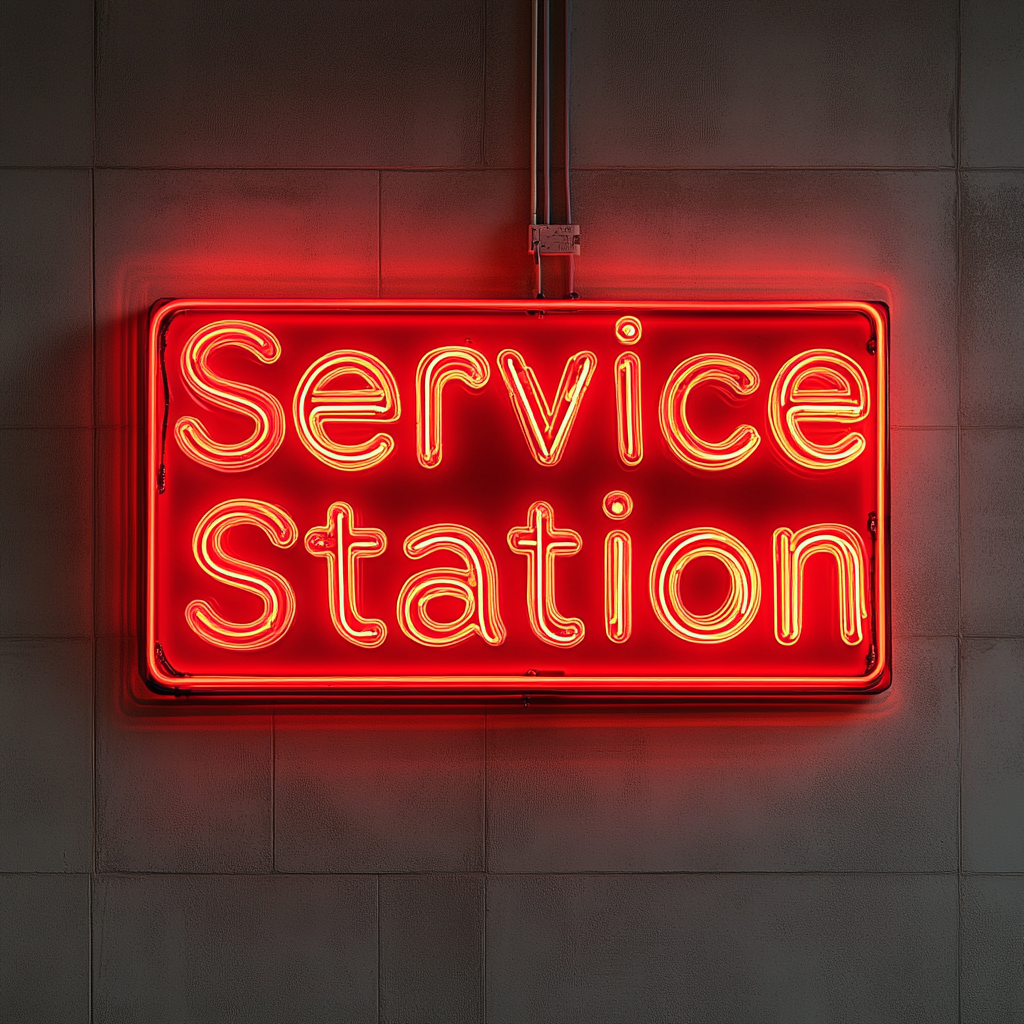 Service Station - Red Neon Sign, 18 Inches