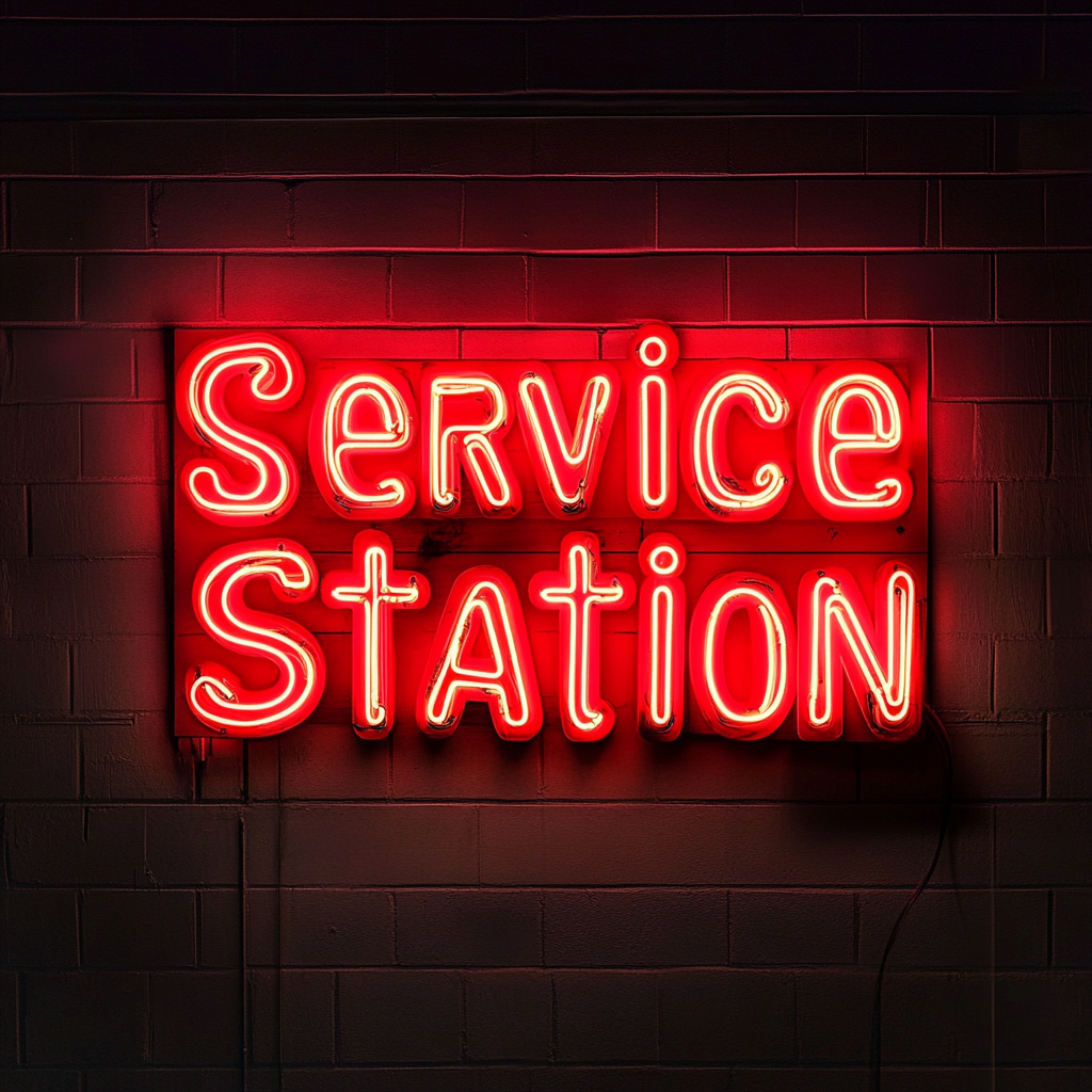 Service Station - Red Neon Sign, 24 Inches
