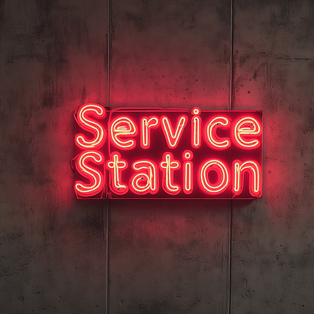 Service Station - Red Neon Sign, 24 Inches
