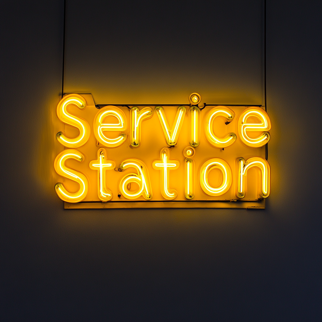 Service Station - Yellow Neon Sign, 24 Inches