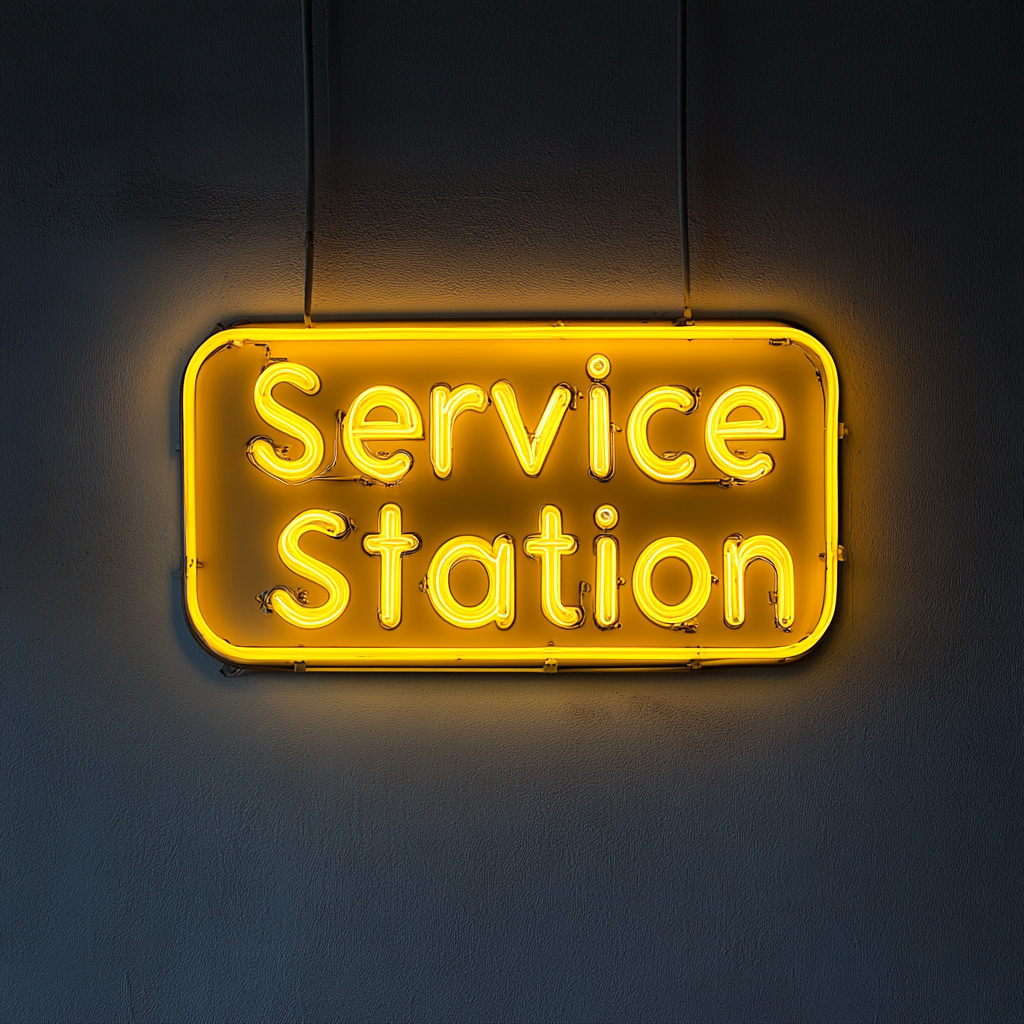 Service Station - Yellow Neon Sign, 24 Inches