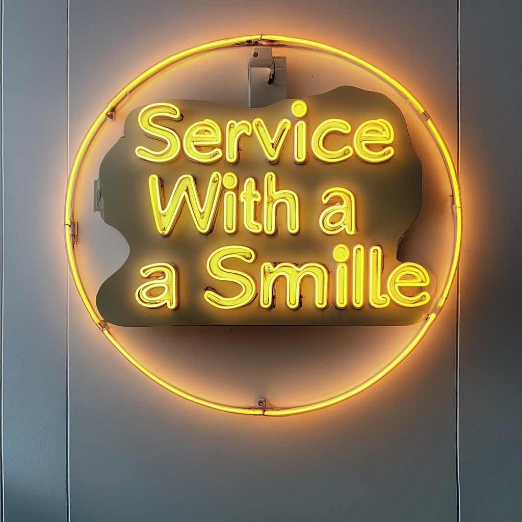Service With a Smile - Yellow Neon Sign, 18 Inches