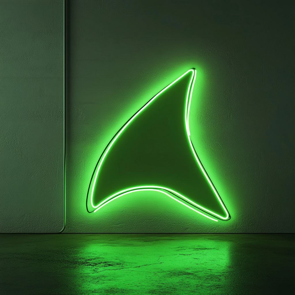 Shark Fin - Green Neon Sign, 18 Inches