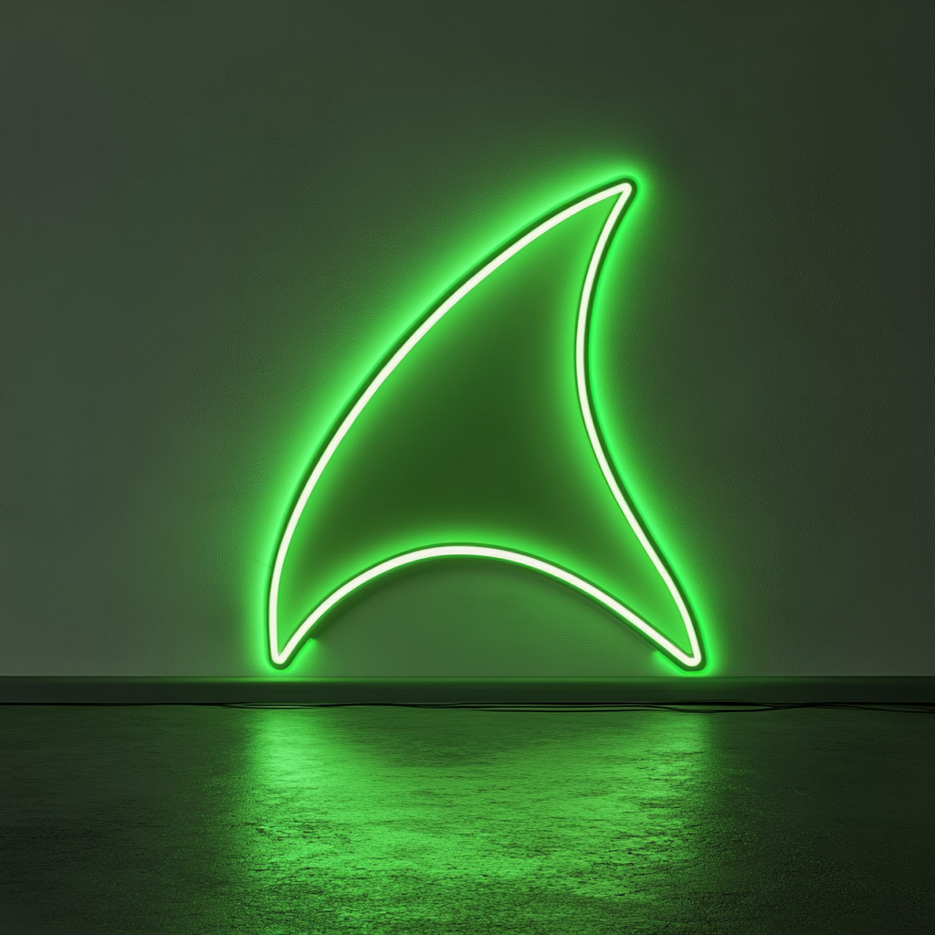 Shark Fin - Green Neon Sign, 24 Inches