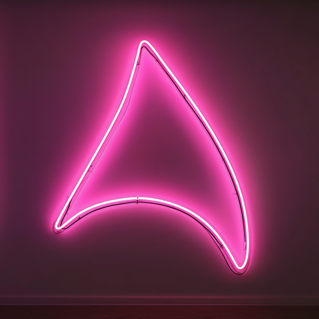 Shark Fin - Pink Neon Sign, 18 Inches