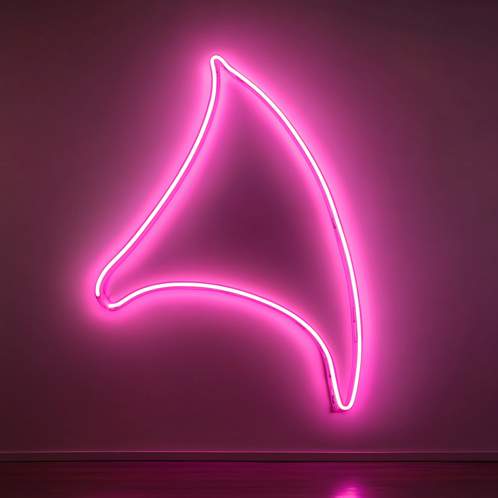 Shark Fin - Pink Neon Sign, 24 Inches