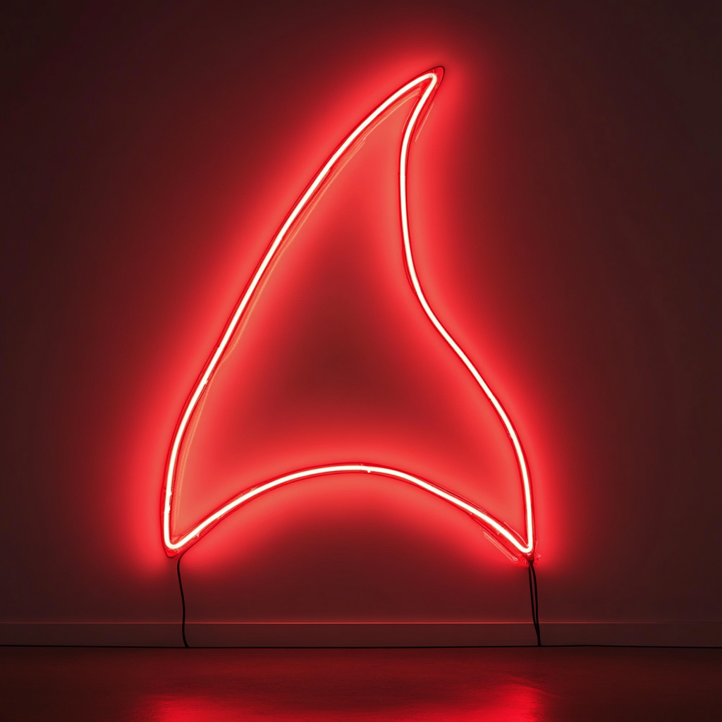 Shark Fin - Red Neon Sign, 18 Inches