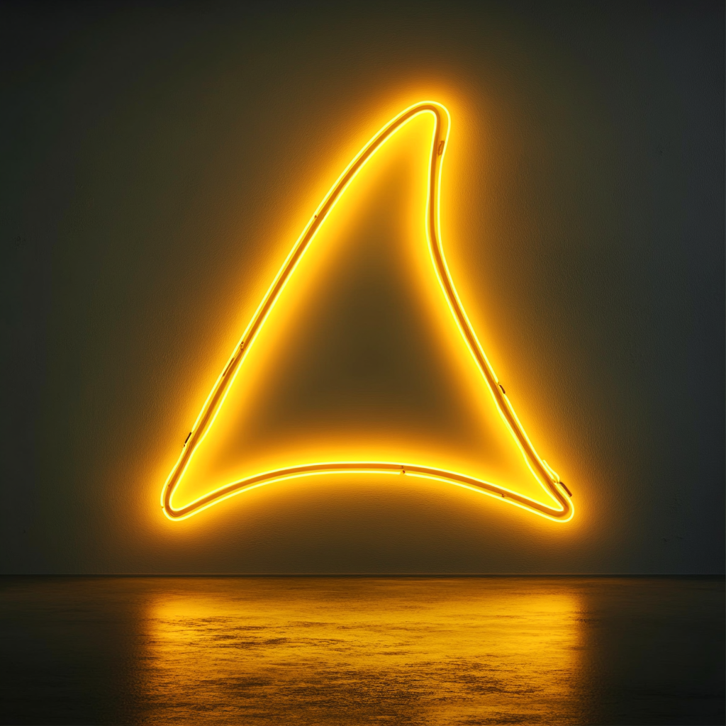 Shark Fin - Yellow Neon Sign, 24 Inches