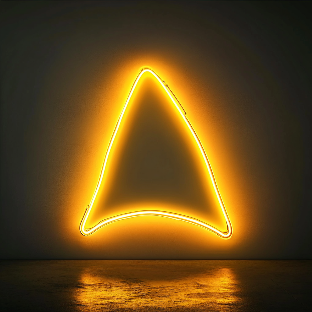 Shark Fin - Yellow Neon Sign, 24 Inches