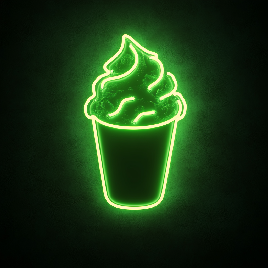 Shaved Ice Cup - Green Neon Sign, 18 Inches