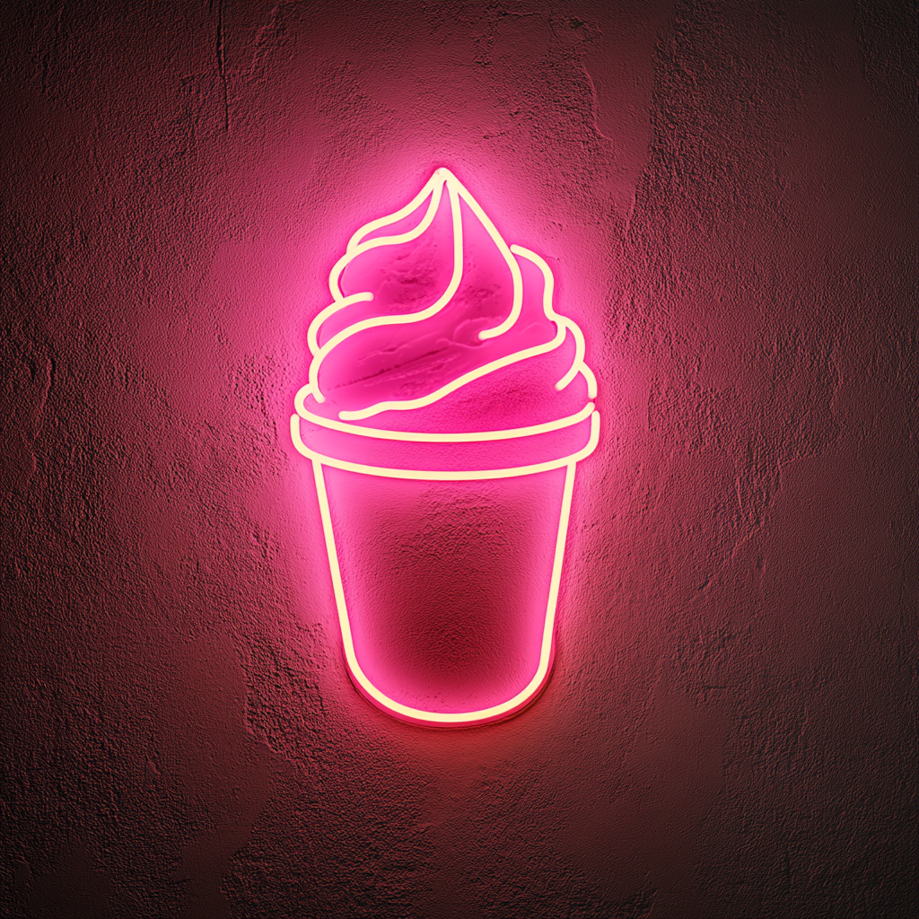 Shaved Ice Cup - Pink Neon Sign, 24 Inches