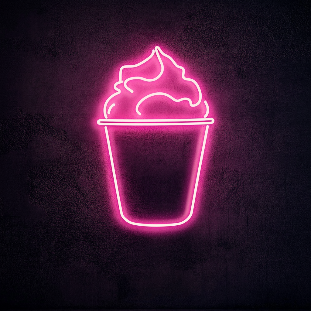 Shaved Ice Cup - Pink Neon Sign, 18 Inches