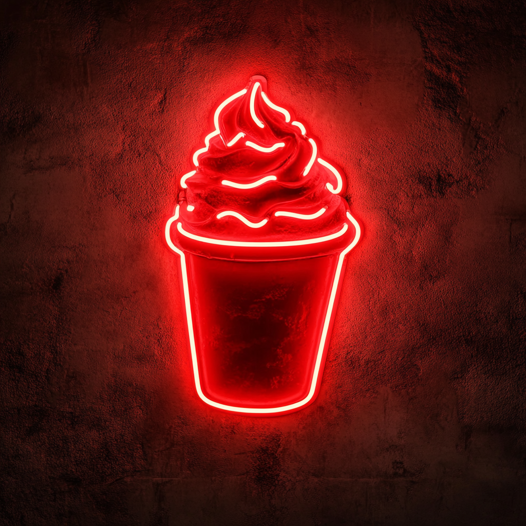 Shaved Ice Cup - Red Neon Sign, 18 Inches