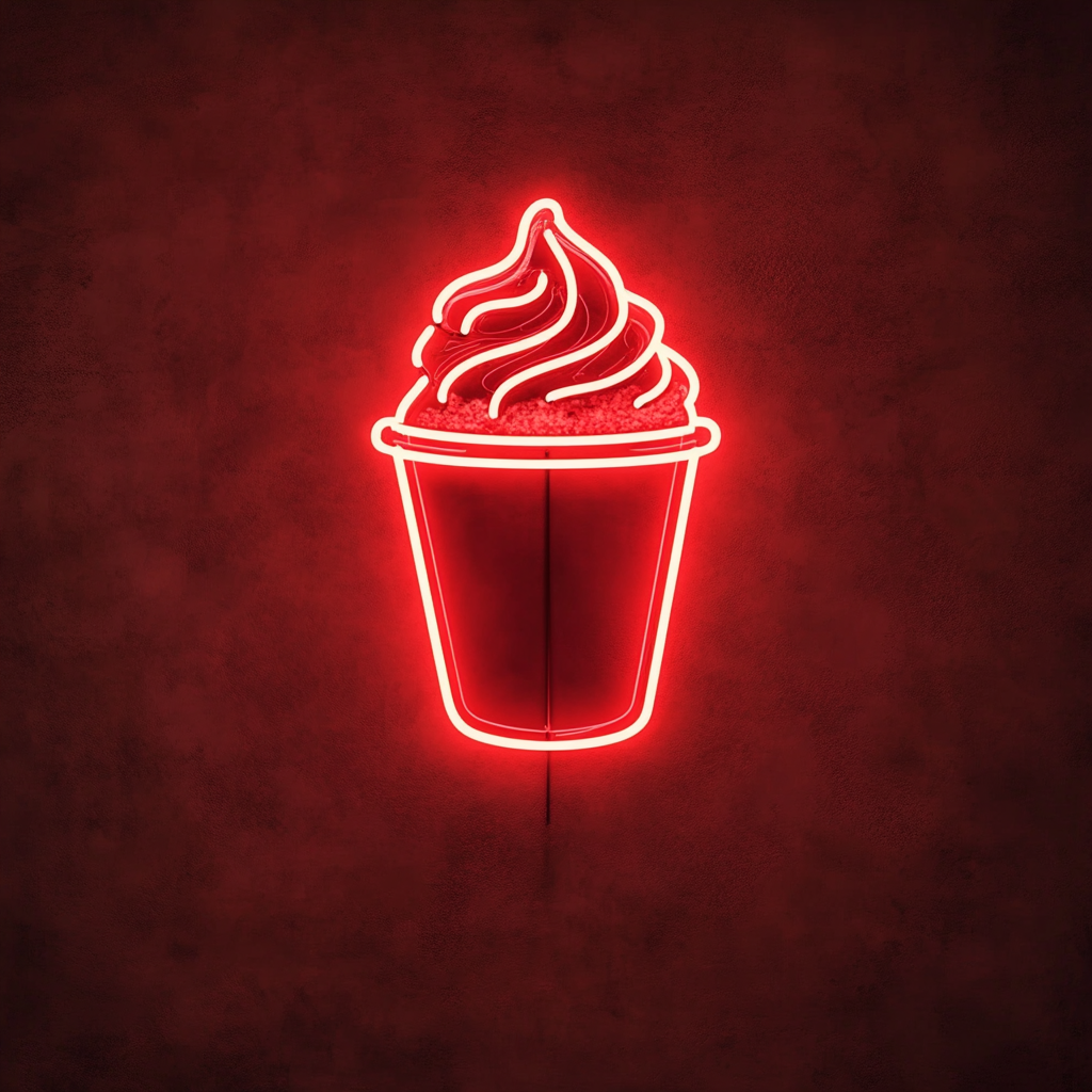 Shaved Ice Cup - Red Neon Sign, 18 Inches