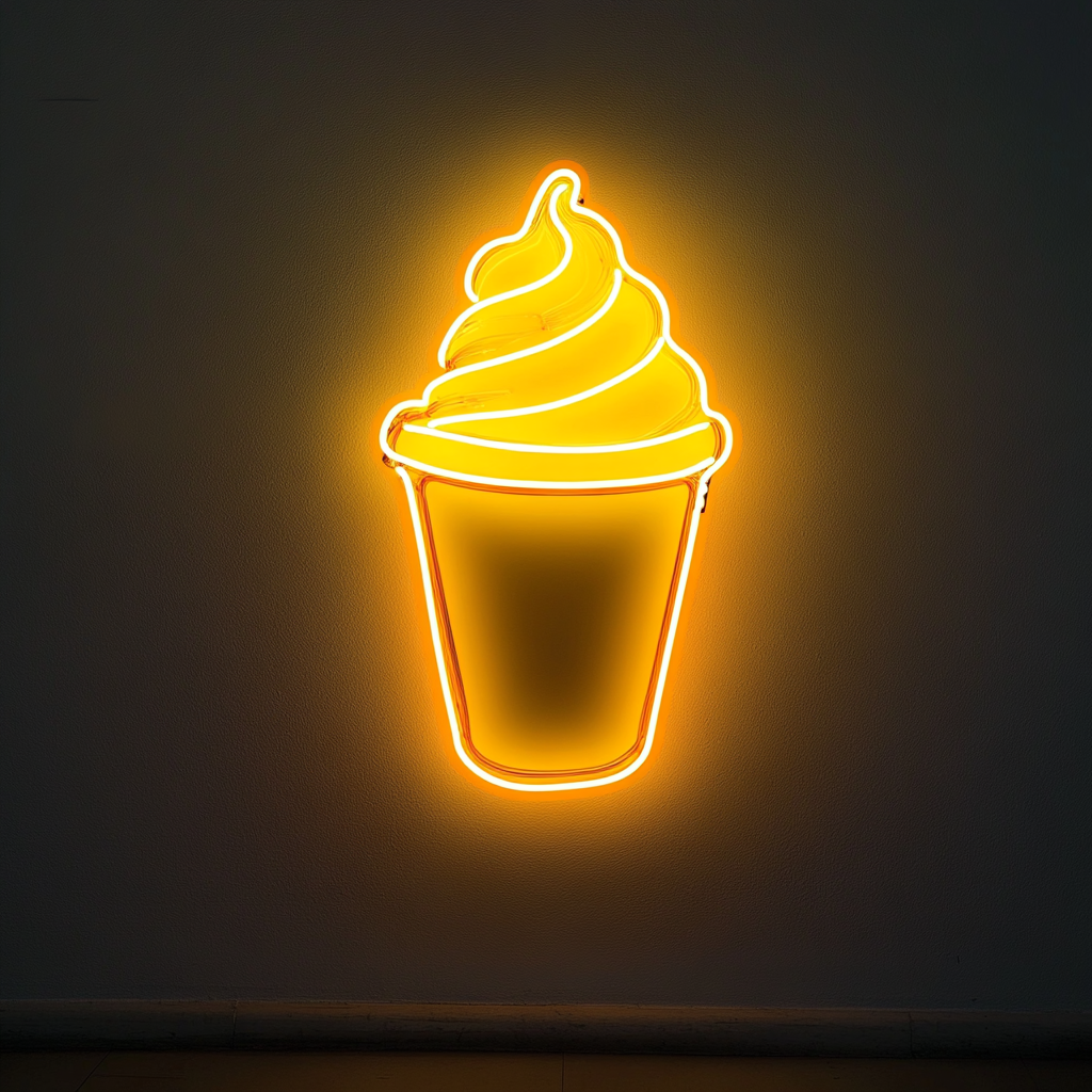 Shaved Ice Cup - Yellow Neon Sign, 24 Inches