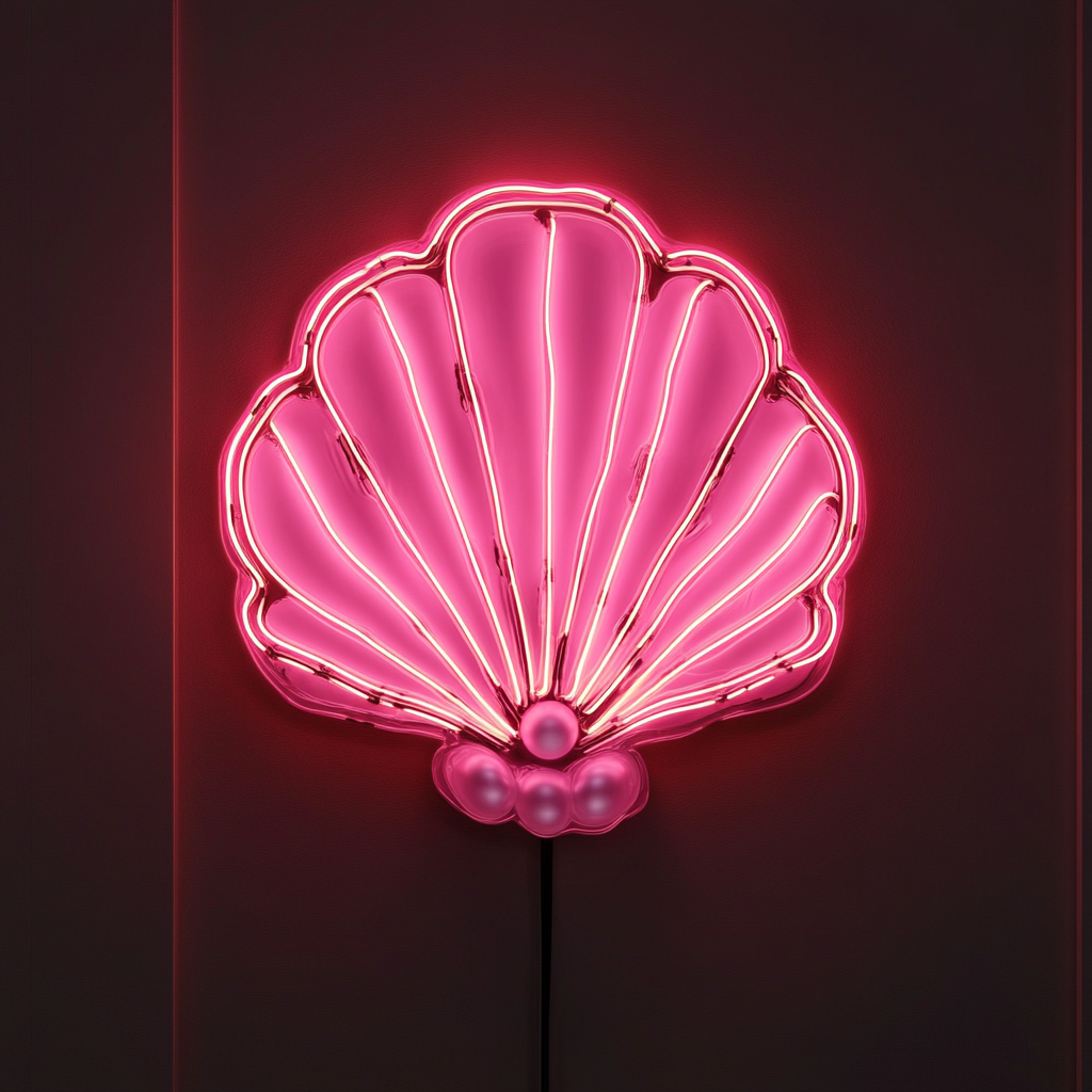Shell with Pearl - Pink Neon Sign, 18 Inches