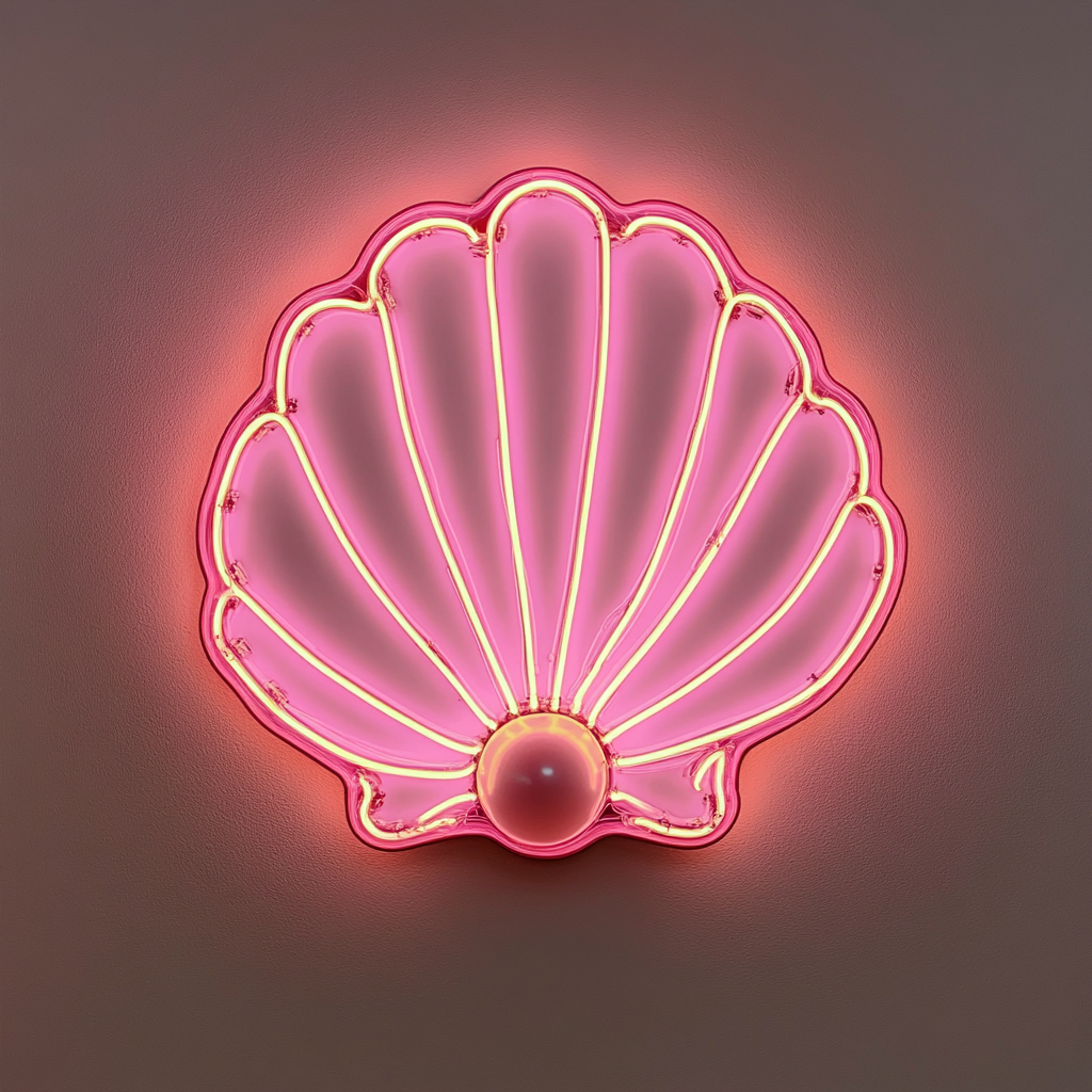 Shell with Pearl - Pink Neon Sign, 24 Inches