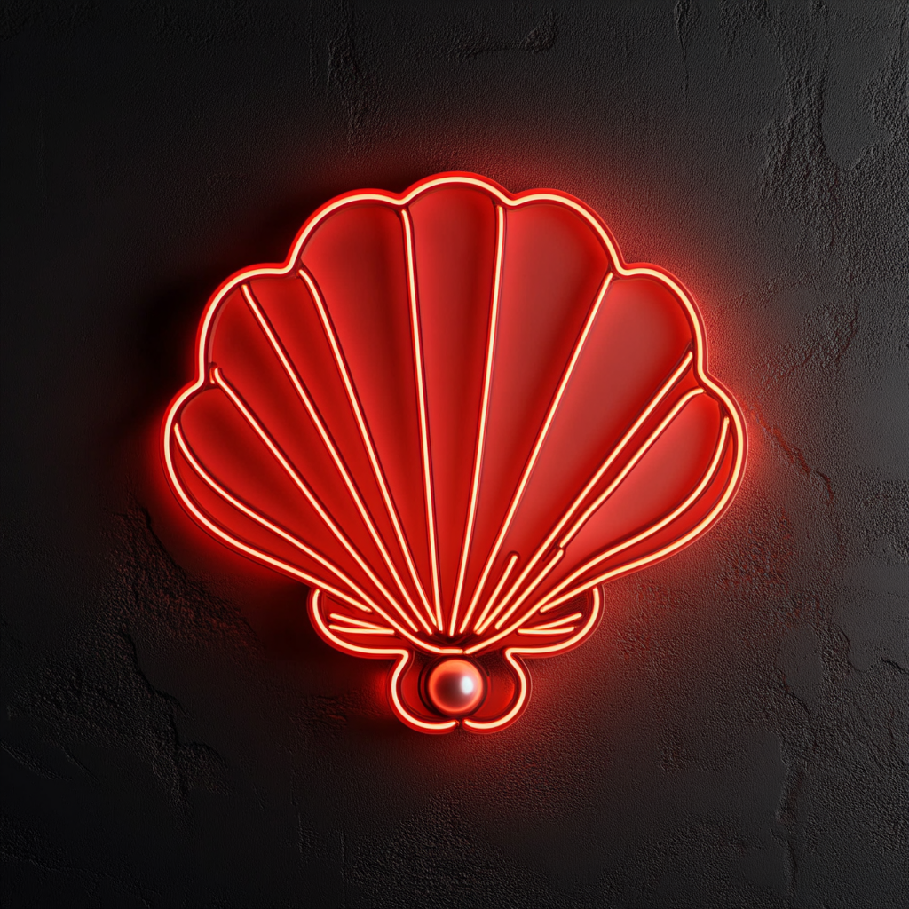 Shell with Pearl - Red Neon Sign, 18 Inches