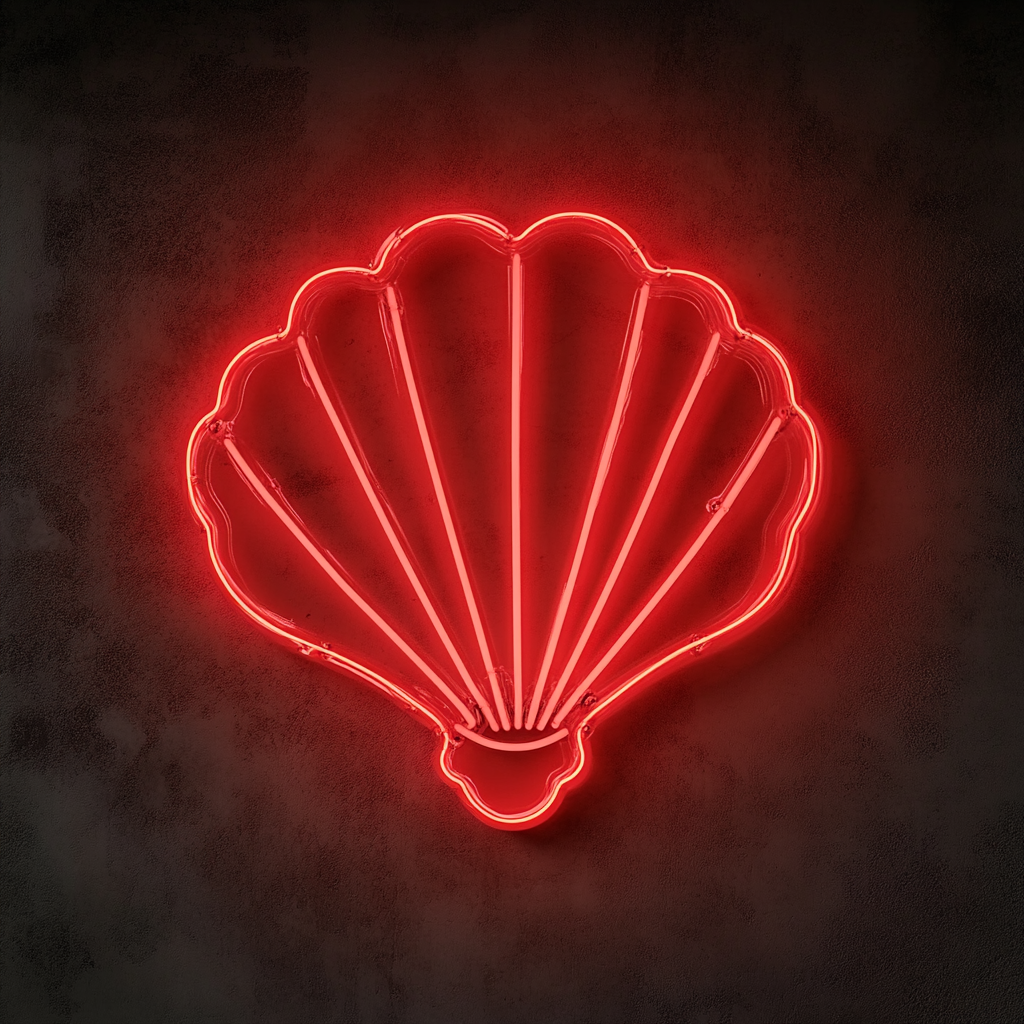Shell with Pearl - Red Neon Sign, 18 Inches