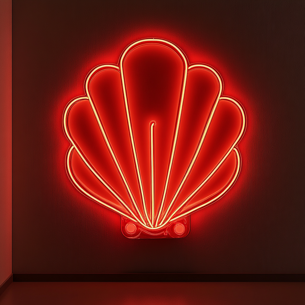 Shell with Pearl - Red Neon Sign, 24 Inches