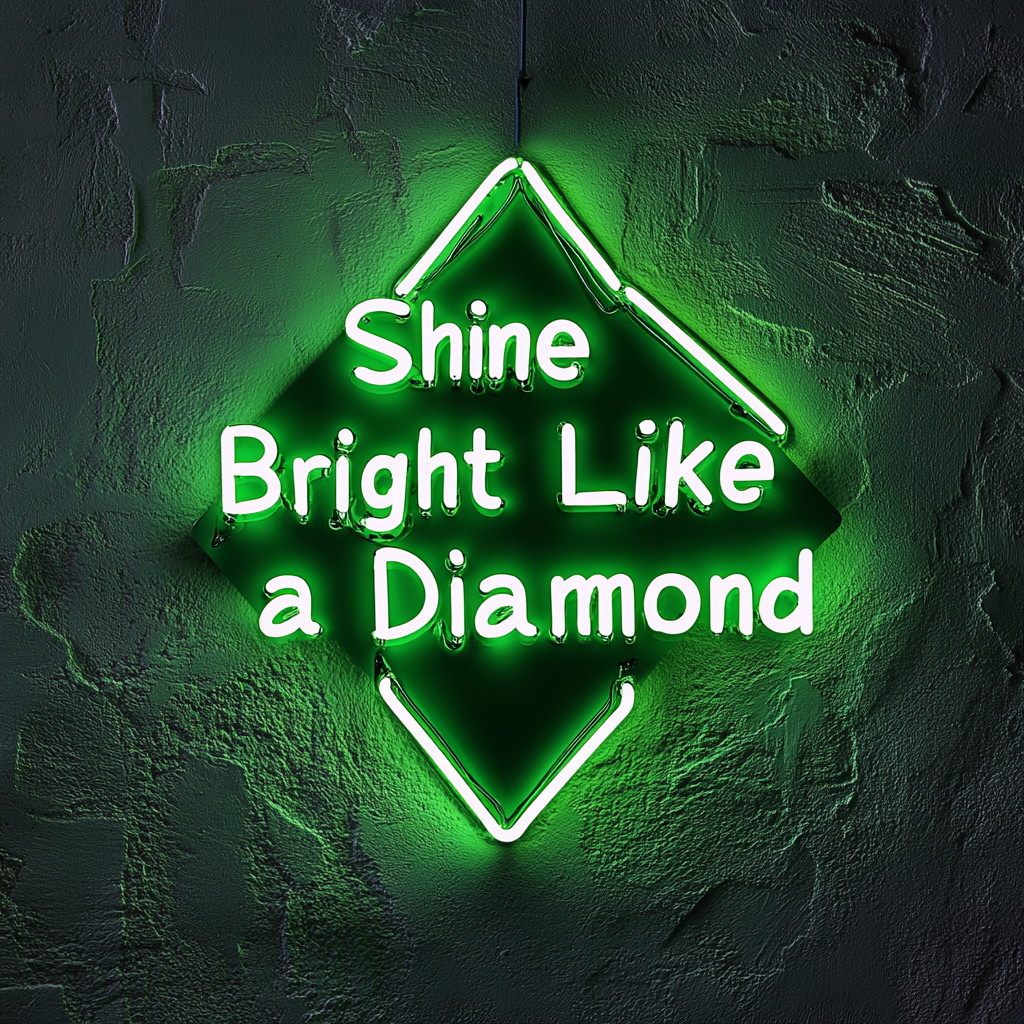 Shine Bright Like a Diamond - Green Neon Sign, 18 Inches