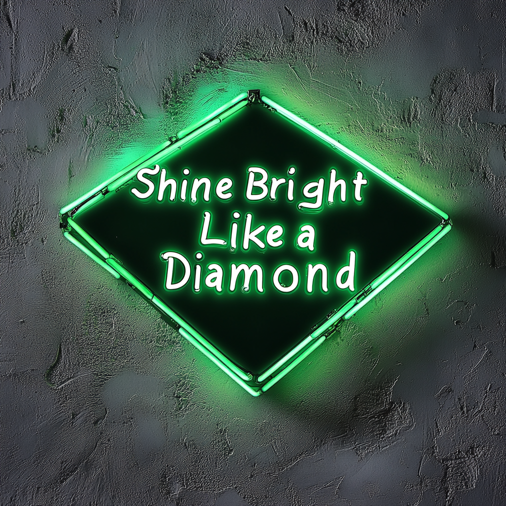 Shine Bright Like a Diamond - Green Neon Sign, 18 Inches