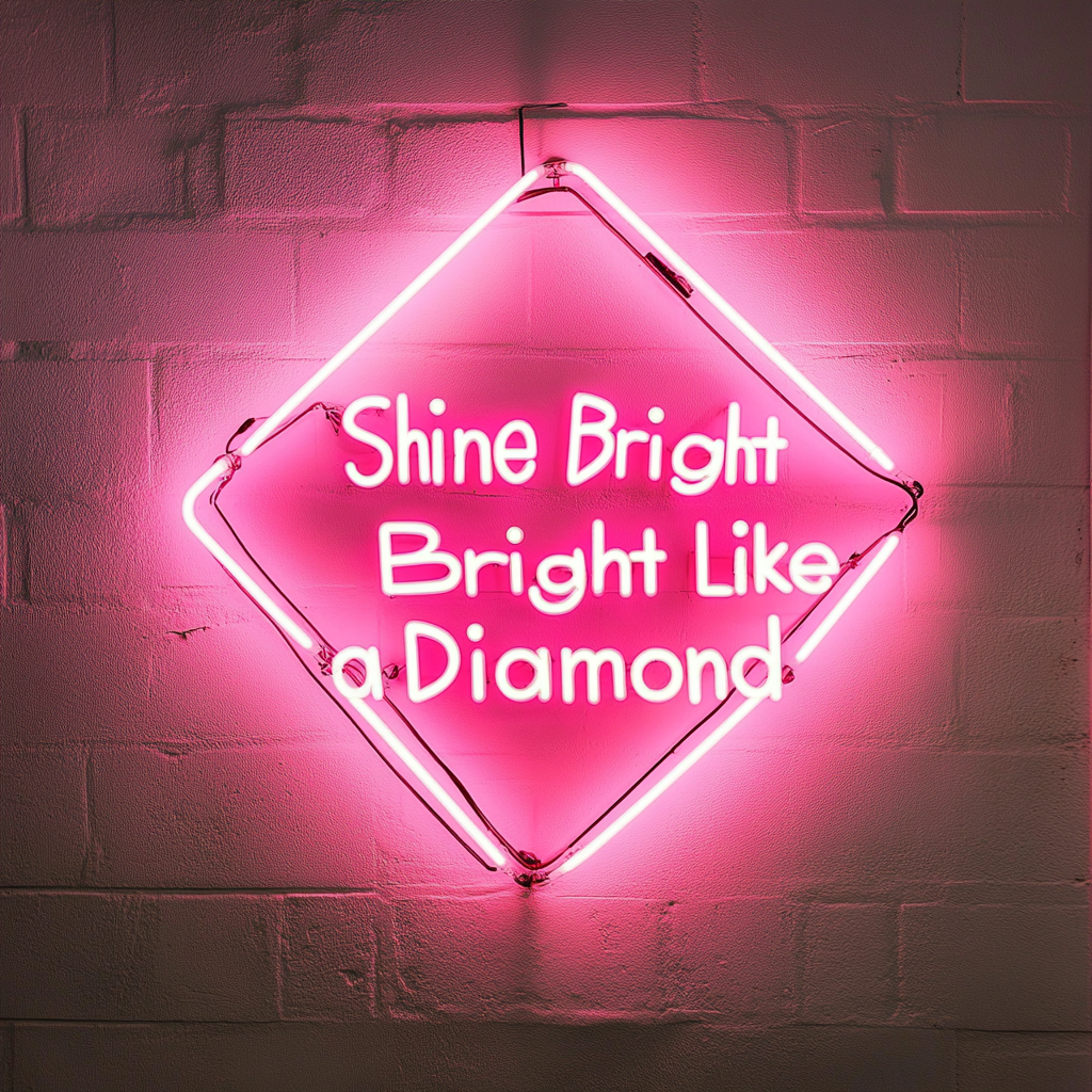 Shine Bright Like a Diamond - Pink Neon Sign, 18 Inches