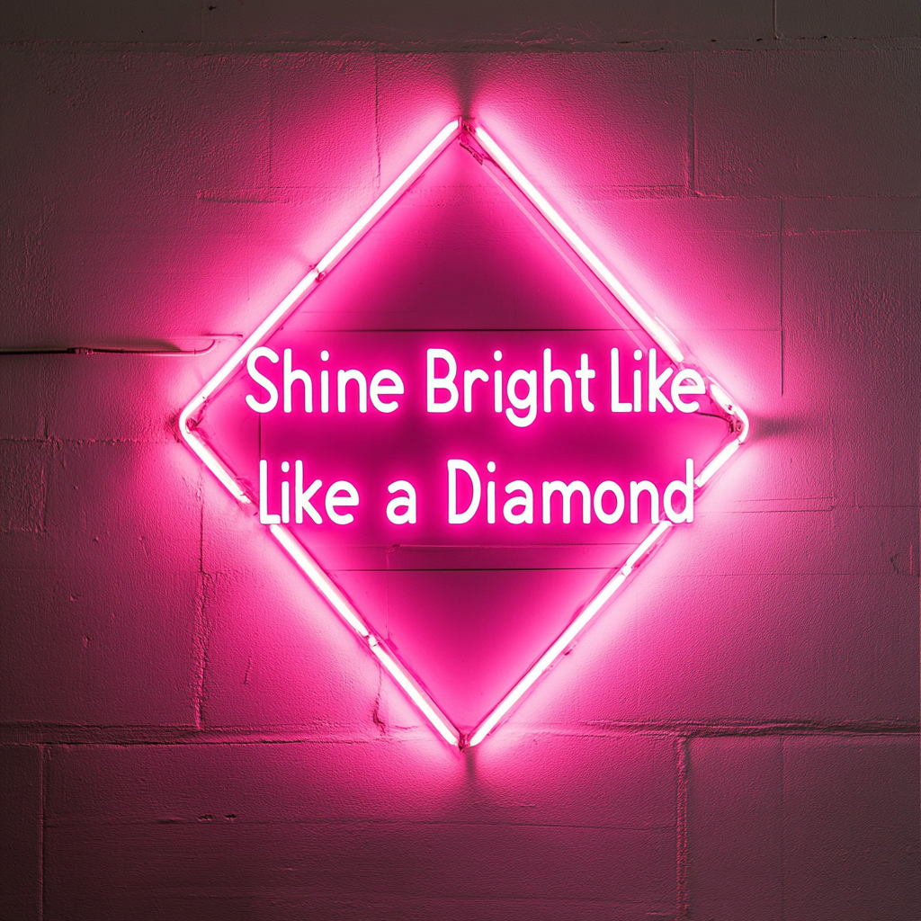 Shine Bright Like a Diamond - Pink Neon Sign, 24 Inches