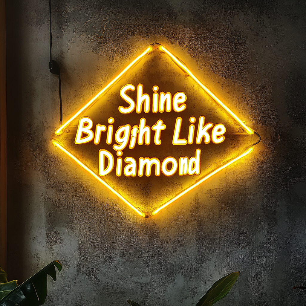 Shine Bright Like a Diamond - Yellow Neon Sign, 18 Inches