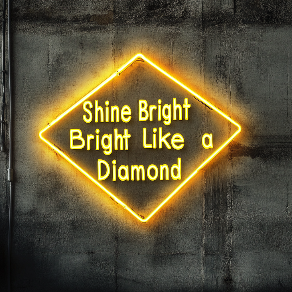 Shine Bright Like a Diamond - Yellow Neon Sign, 24 Inches