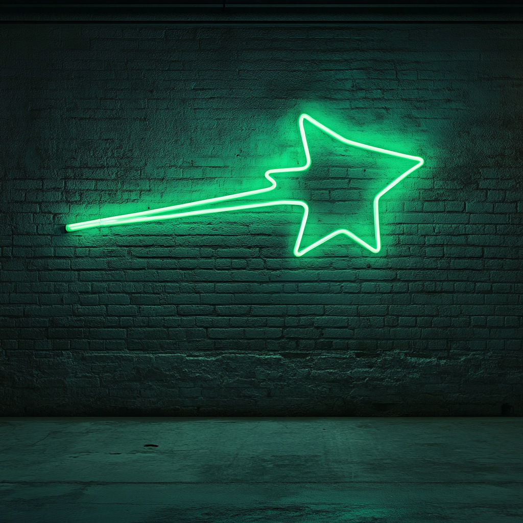 Shooting Star - Green Neon Sign, 18 Inches
