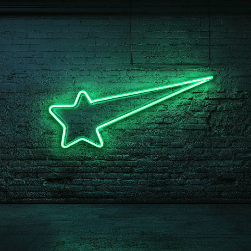 Shooting Star - Green Neon Sign, 24 Inches