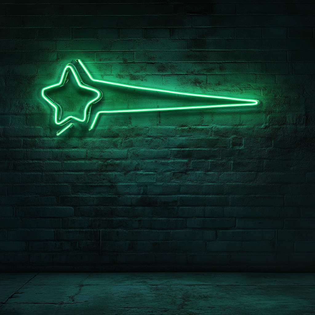 Shooting Star - Green Neon Sign, 18 Inches