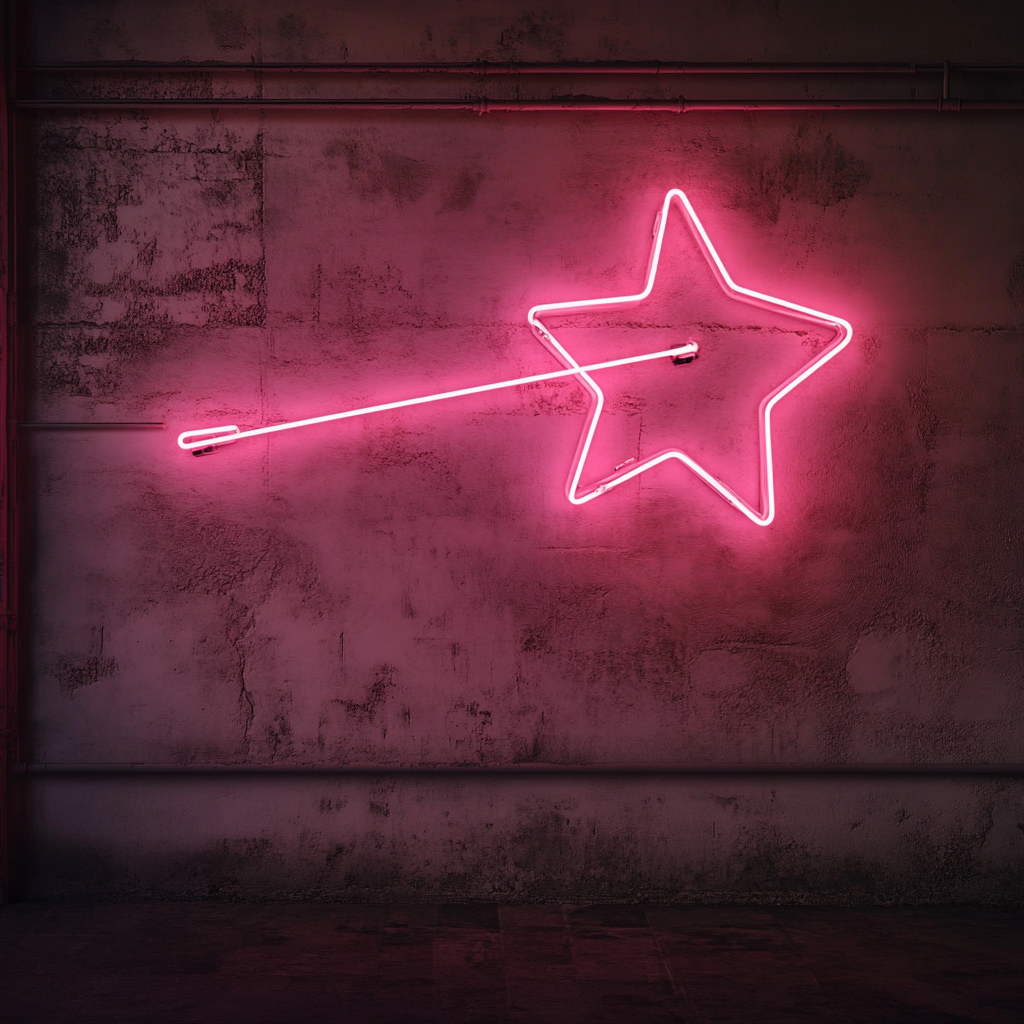 Shooting Star - Pink Neon Sign, 24 Inches