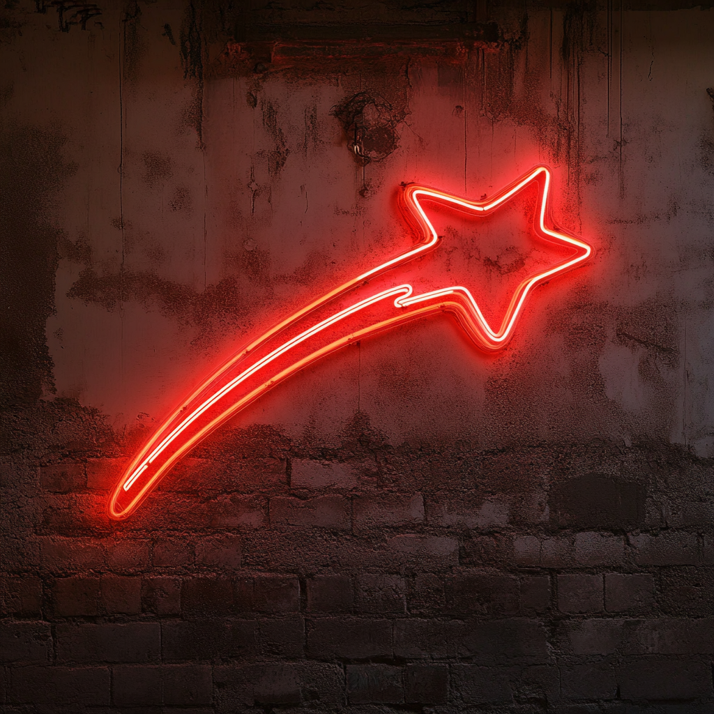 Shooting Star - Red Neon Sign, 18 Inches