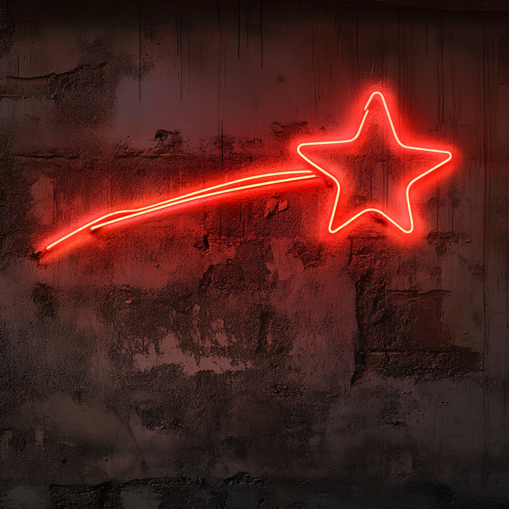Shooting Star - Red Neon Sign, 24 Inches
