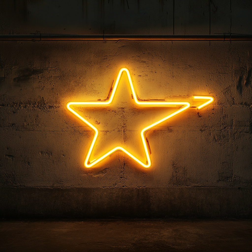 Shooting Star - Yellow Neon Sign, 18 Inches