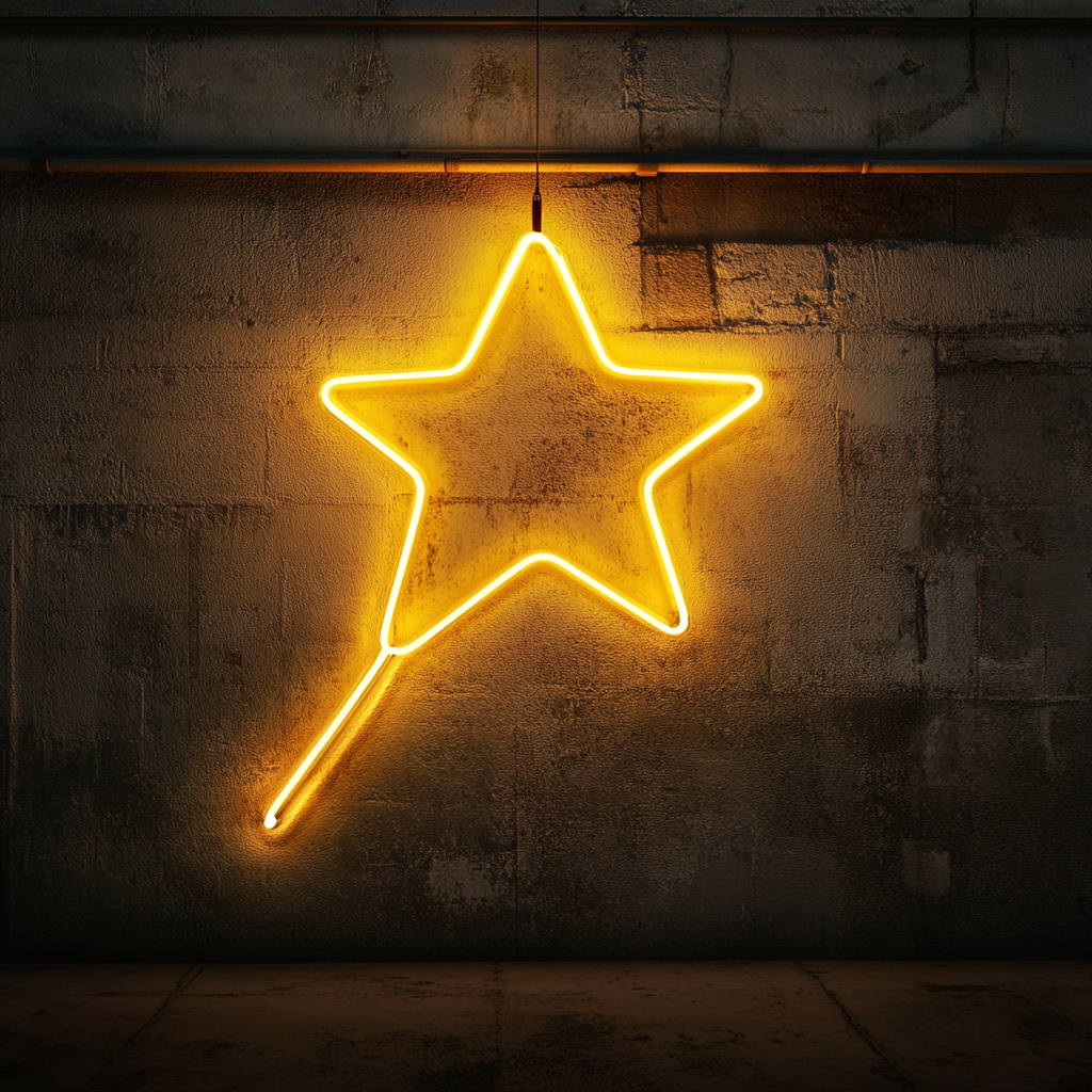 Shooting Star - Yellow Neon Sign, 18 Inches