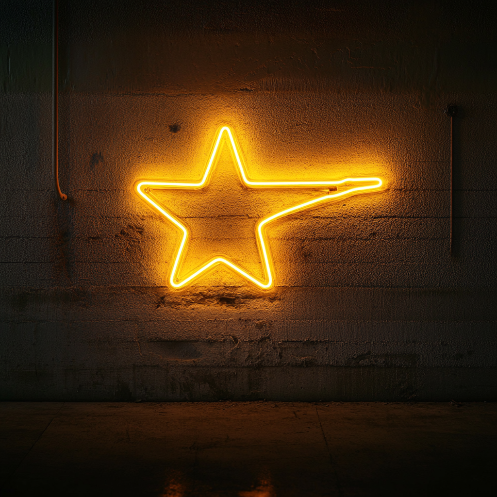 Shooting Star - Yellow Neon Sign, 24 Inches